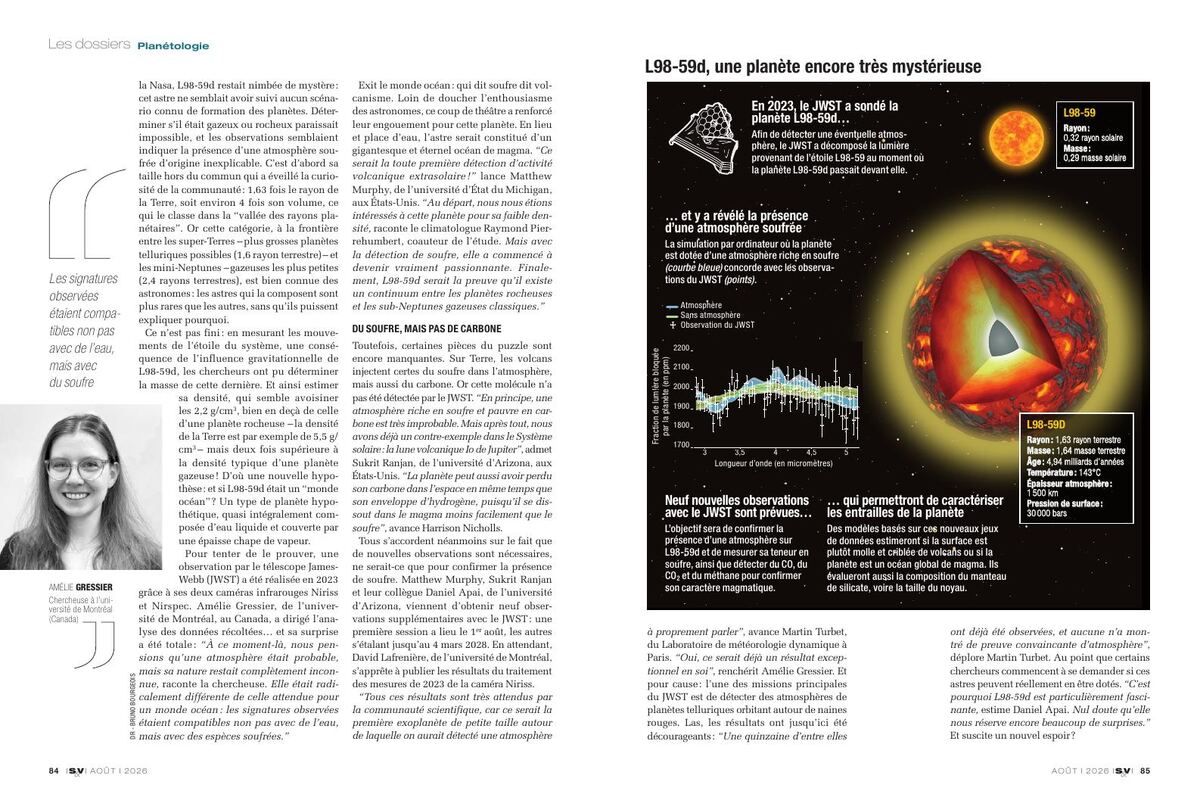 Science & Vie feature on L98-59 d with a portrait of Amélie Gressier